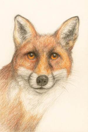 Fox - coloured pencil on paper